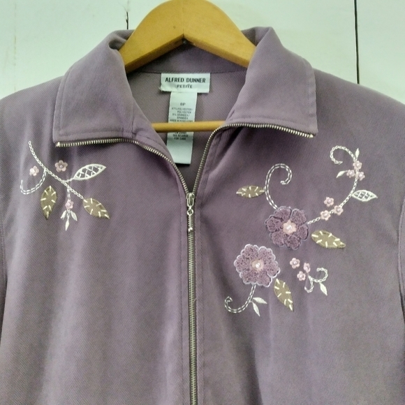 alfred donner petite needlecord bomber floral jacket - Picture 3 of 8